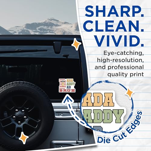 (2 Pack) Dad Stickers - A Daddy - Ad - Bruh for Fathers - Mustache Tie - 5" On Longest Side - Sticks to Smooth Flat Surfaces - Made in USA - BMCS7466