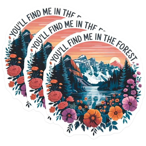 (3 Pack) Forest Landscape Decals - Mountain Scenery - Floral Accent Stickers - 3 Inches On Longest Side - Easy Peel & Apply - Made in USA - 3MCS8164