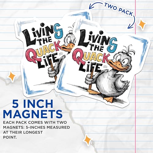 (2 Pack) Duck Cartoon Magnets Magnets - Humorous Fridge Decor - 5" On Longest Side - Made in USA - Sticks to Refrigerators & Metal Surfaces - MAG8540