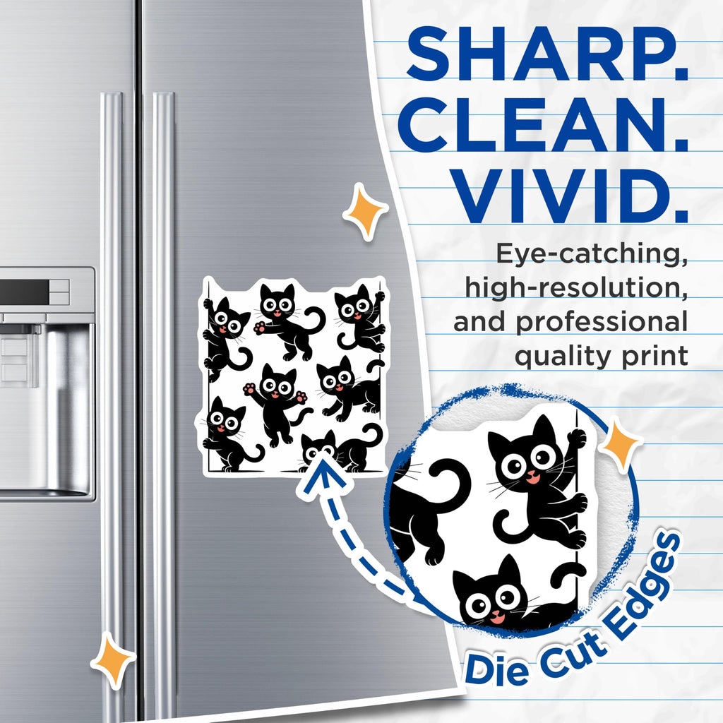 (2 Pack) Black Cat Magnets - Cute Peeking Kitten Art - Funny Cat Lover Refrigerator Decor - Animal Pet Owner Gifts - 5 Inches On Longest Side - Thick Durable Magnet - Made in USA - MAG22073