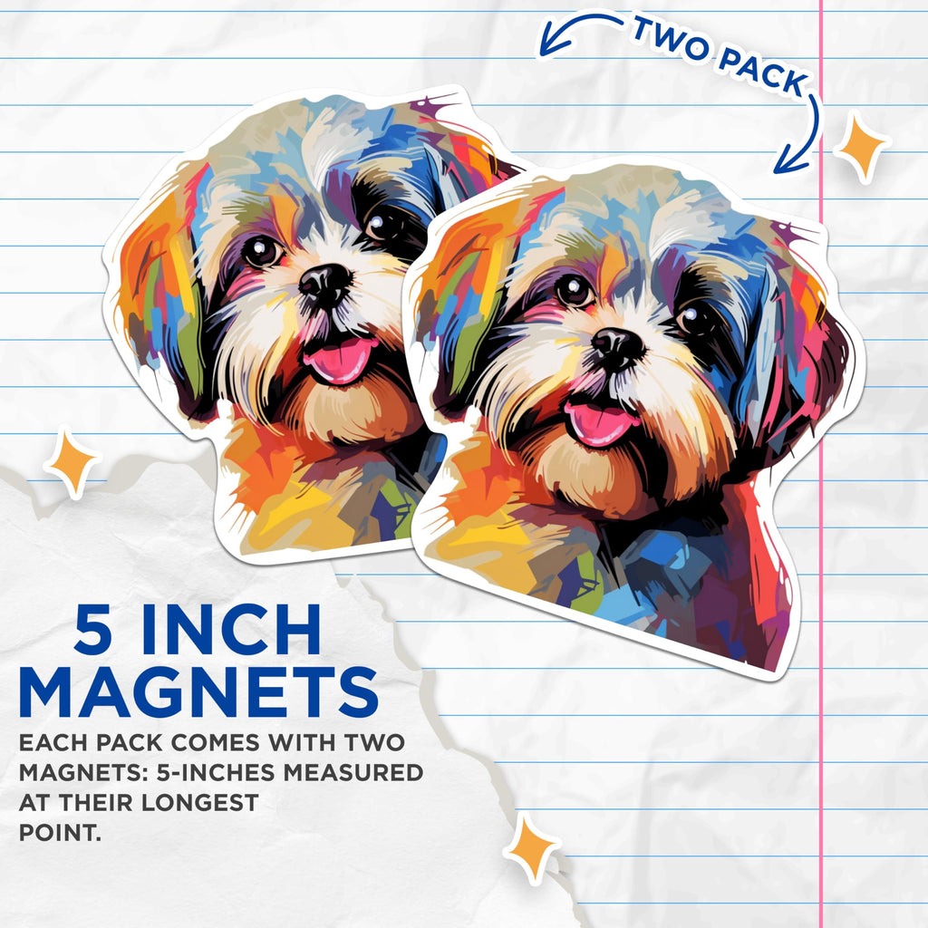 (2 Pack) Shih Tzu Dog Breed Magnets - 5 Inches On Longest Side - Choose from Over 100 Dog Breeds - for Cars, Refrigerators, Toolboxes - Made in USA - MAG1954