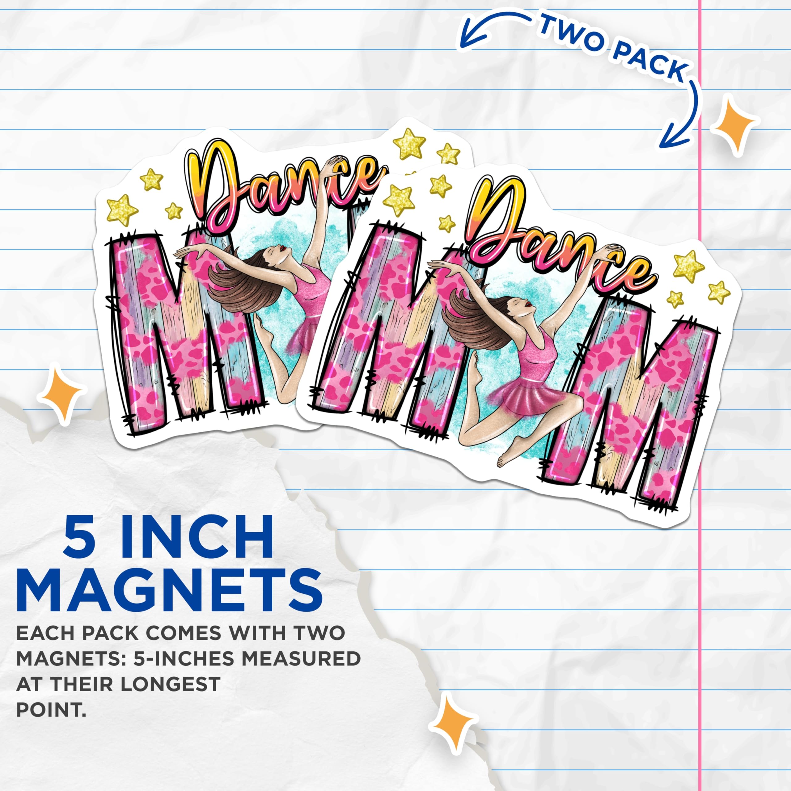 (2 Pack) Dance Mom Magnets - Proud Ballet Mom - Recital Competition Appreciation - 5 Inches On Longest Side - Thick Durable Magnet - Made in USA - MAG30730