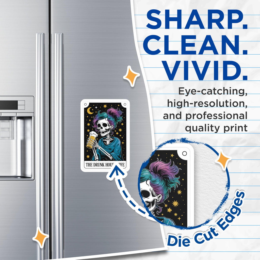 (2 Pack) Drunk Housewife Magnets - Skeleton Beer Lover Art - Funny Quirky Decor - Celestial Skull Magnet - 5 Inches On Longest Side - Thick Durable Magnet - Made in USA - MAG21006