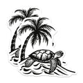 (2 Pack) Sea Turtle Magnets - Palm Tree Decor - Ocean Vibe - Beach House Art - Tropical Silhouette - 5 Inches On Longest Side - Thick Durable Magnet - Made in USA - MAG39229