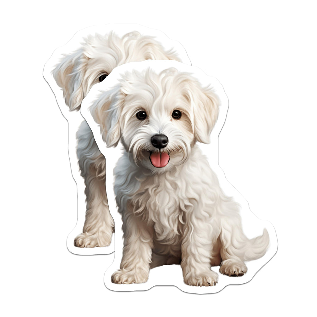 (2 Pack) Cute White Fluffy Dog Magnets - Adorable Puppy Pet Decor - Maltese Dog Lover Fridge Accent - 5 Inches On Longest Side - Thick Durable Magnet - Made in USA - MAG26542