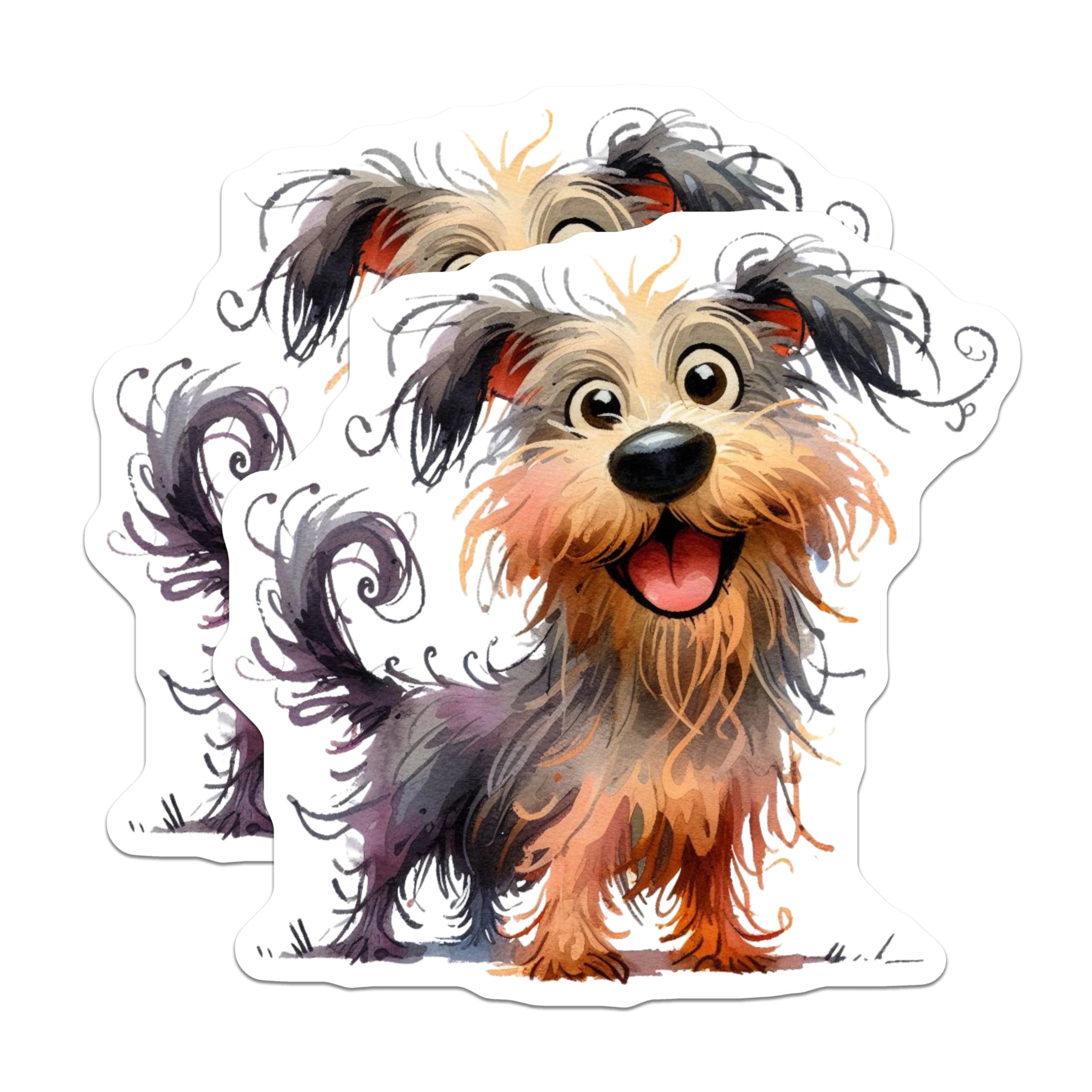(2 Pack) Happy Dog Magnets - Cute Watercolor Puppy Art - Dog Mom Pet Lover Decor - 5 Inches On Longest Side - Thick Durable Magnet - Made in USA - MAG28609