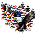 (3 Pack) Eagle American Flag Decals - Patriotic Stickers - USA Laptop Decal - 3 Inches On Longest Side - Easy Peel & Apply - Made in USA - 3MCS0255