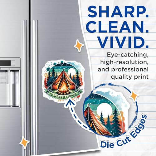 (2 Pack) I'd Rather Be Camping Magnets - Campfire Tent Magnets - Outdoor Adventure Magnets - 5" On Longest Side - for Cars, Fridges, Toolboxes - Made in USA - MAG6639