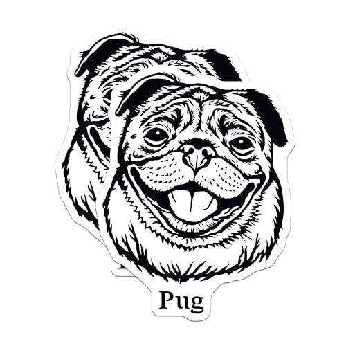 (2 Pack) Pug Dog Magnets - Adorable Dog Lover Magnet - Cute Puppy Refrigerator Magnets - 5" On Longest Side - for Cars, Fridges, Toolboxes - Made in USA - MAG4019