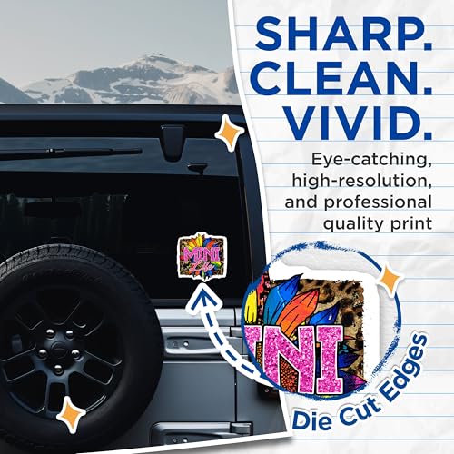 (2 Pack) Colorful Mini Life Stickers - Vibrant Floral Decal - Fun Motivational Stickers - 5" On Longest Side - Sticks to Smooth Flat Surfaces - Made in USA - BMCS5620