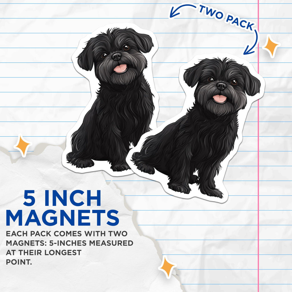 (2 Pack) Black Schnauzer Magnets - Cute Dog Art Refrigerator Decor - Pet Owner Animal Lover Accessories - 5 Inches On Longest Side - Thick Durable Magnet - Made in USA - MAG25707
