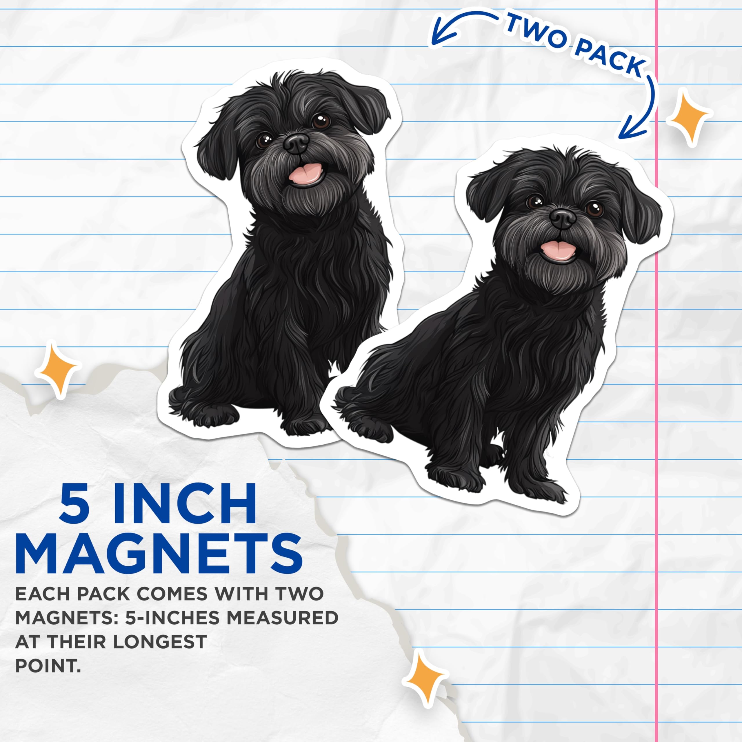 (2 Pack) Black Schnauzer Magnets - Cute Dog Art Refrigerator Decor - Pet Owner Animal Lover Accessories - 5 Inches On Longest Side - Thick Durable Magnet - Made in USA - MAG25707