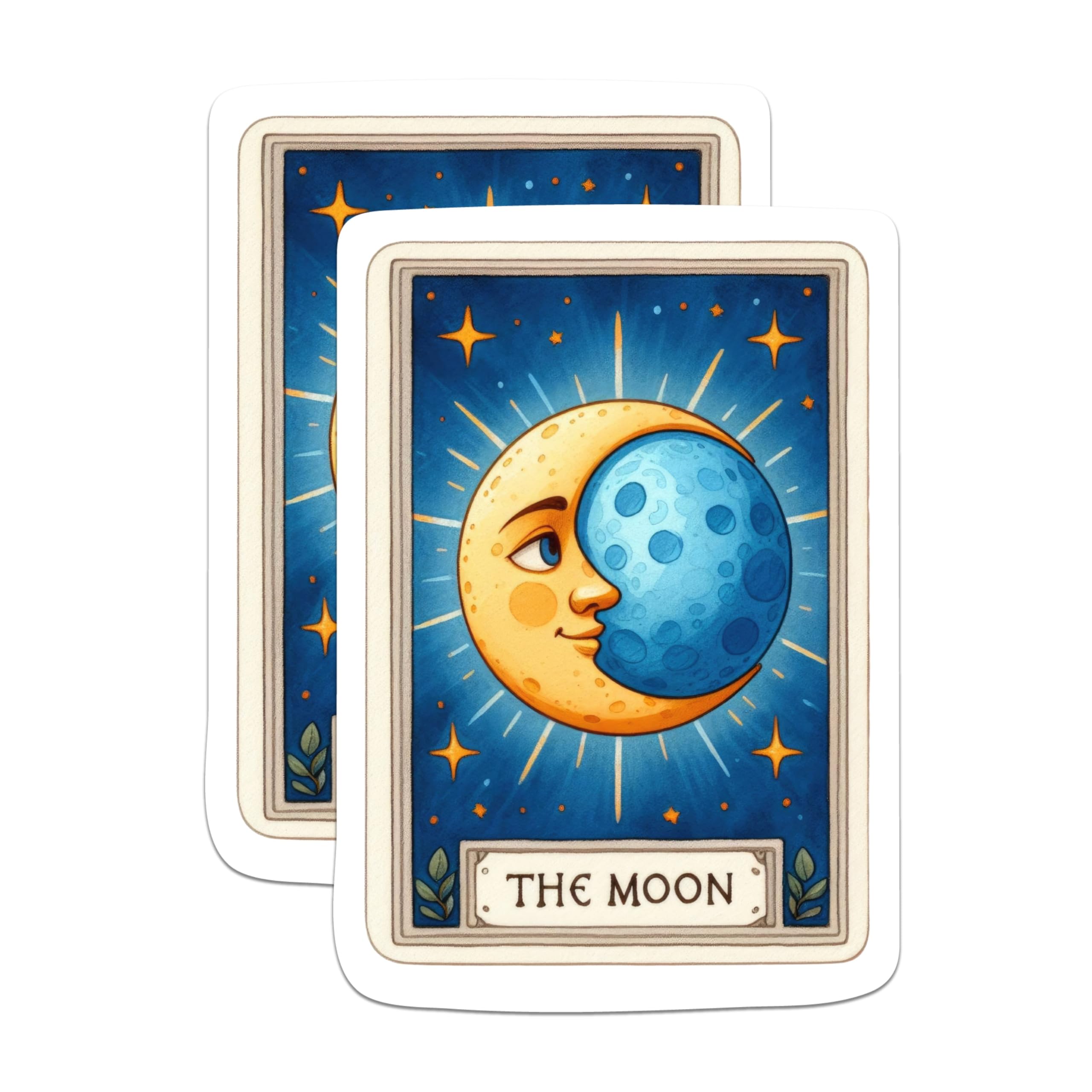 (2 Packs) The Moon Tarot Card Magnets - Mystical Metaphysical Spiritual Magnets - 5 Inches On Longest Side - Premium Magnet - for Fridges, Toolboxes, Cars - Made in USA - MAG2256