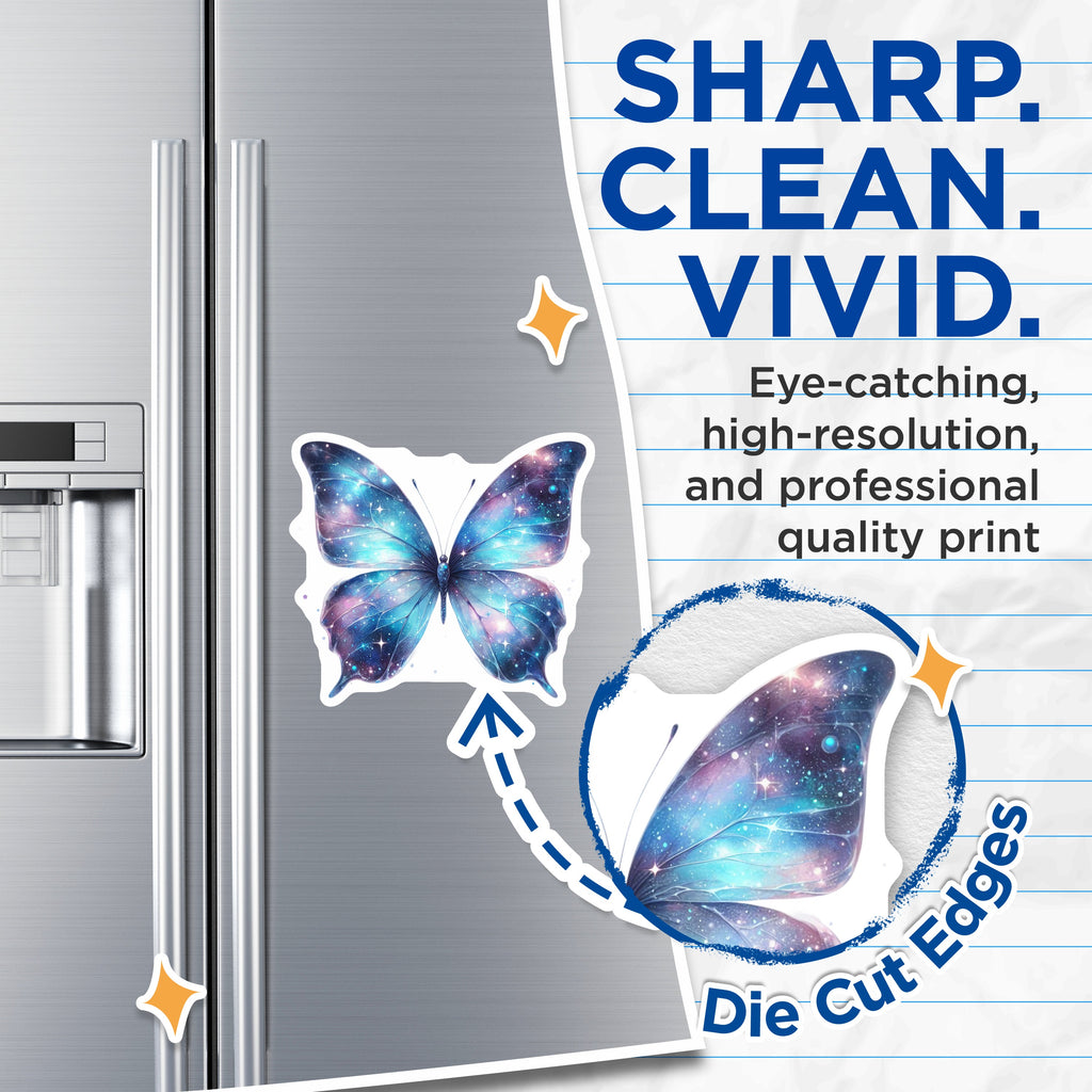 (2 Pack) Galaxy Butterfly Magnets - Celestial Starry Wings - Whimsical Fridge Decor - 5 Inches On Longest Side - Thick Durable Magnet - Made in USA - MAG37951