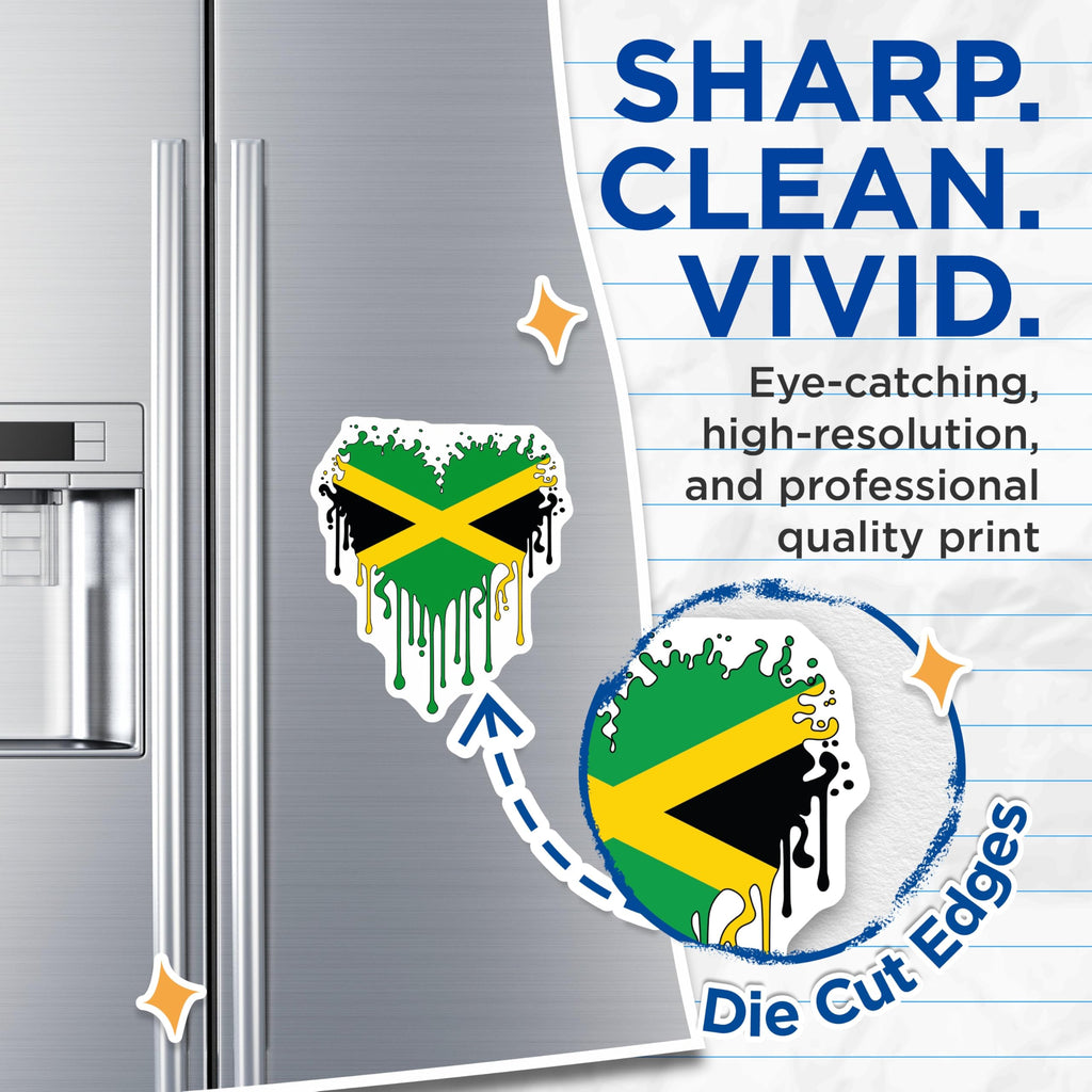 (2 Pack) Jamaican Flag Magnets - Heart Drip Design - Island Pride Decor - 5" On Longest Side - Premium Magnet - for Cars, Refrigerators, Toolboxes, Lockers - Made in USA - MAG17403