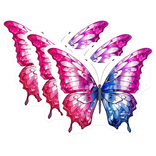(3 Pack) Butterfly Decals - Pink and Blue Butterfly - Laptop Decal- 3 Inches On Longest Side - Easy Peel & Apply - Made in USA - 3MCS5764
