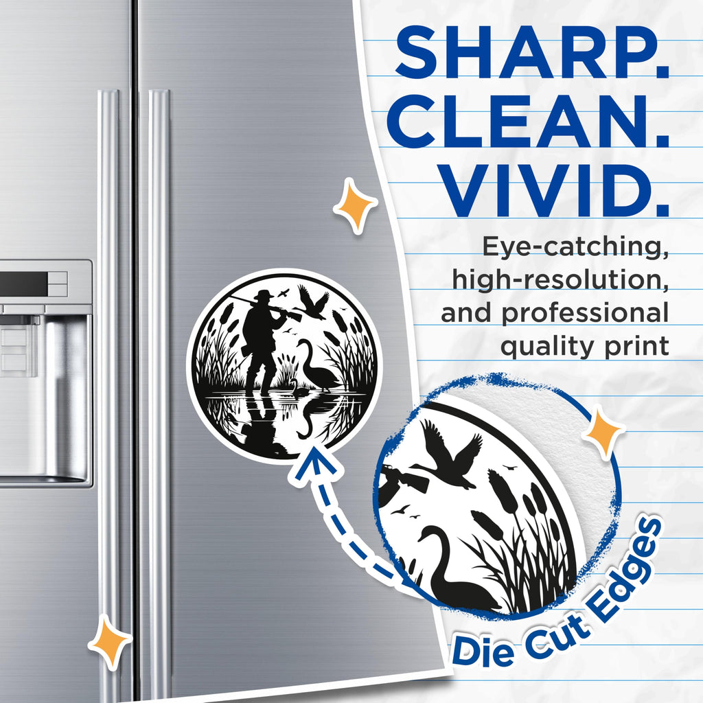 (2 Pack) Hunting Scene Magnets - Waterfowl Swans Cattails - Outdoorsman Lodge Refrigerator Decal - 5 Inches On Longest Side - Thick Durable Magnet - Made in USA - MAG21288