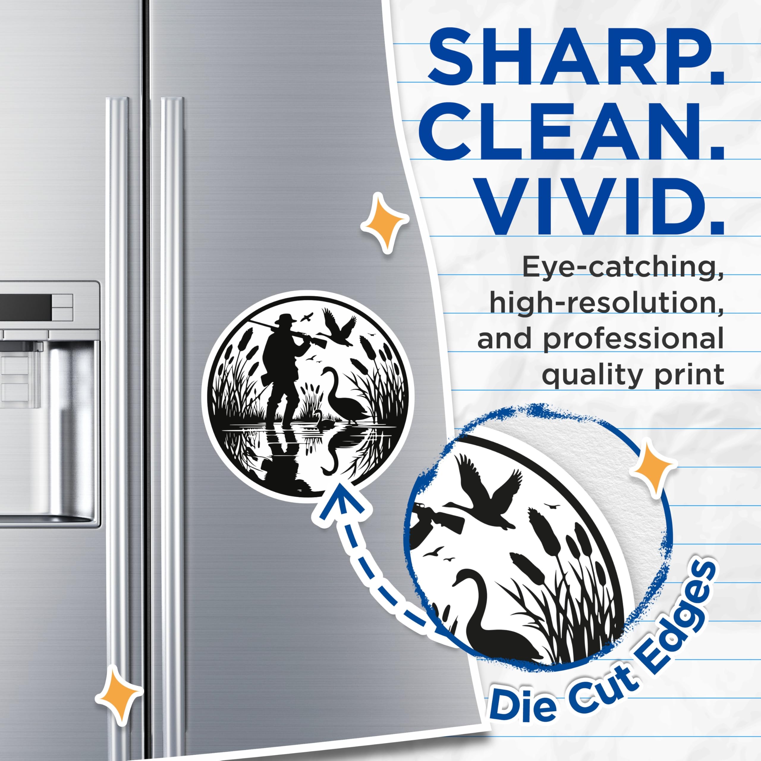 (2 Pack) Hunting Scene Magnets - Waterfowl Swans Cattails - Outdoorsman Lodge Refrigerator Decal - 5 Inches On Longest Side - Thick Durable Magnet - Made in USA - MAG21288