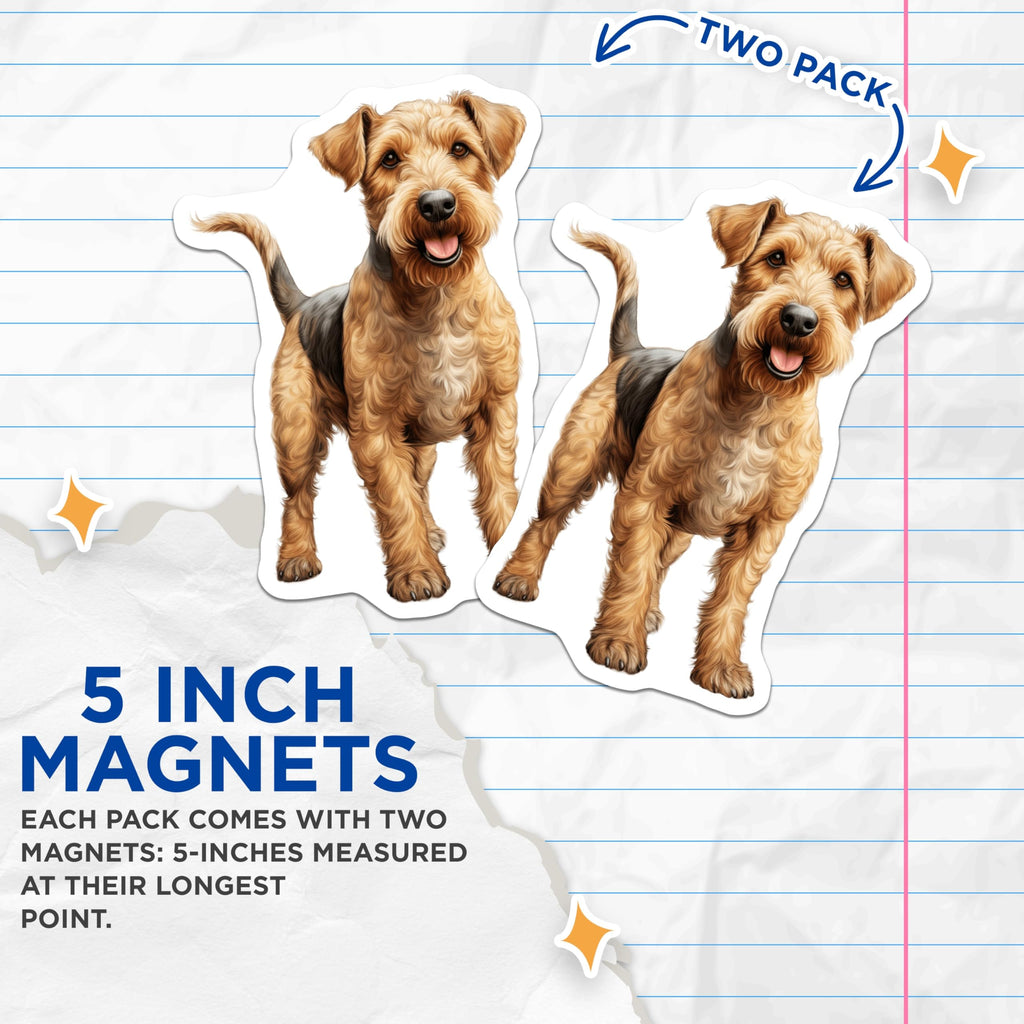 (2 Pack) Airedale Terrier Dog Magnets - Realistic Pet Portrait Decor - Dog Lover Refrigerator Accessory - 5 Inches On Longest Side - Thick Durable Magnet - Made in USA - MAG27546