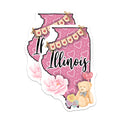 (2 Pack) Illinois State Magnets - Teddy Bear Balloon - Heart Banner Pink Illinois Souvenir - 5" On Longest Side - Premium Magnet - for Cars, Refrigerators, Toolboxes, Lockers - Made in USA - MAG18827