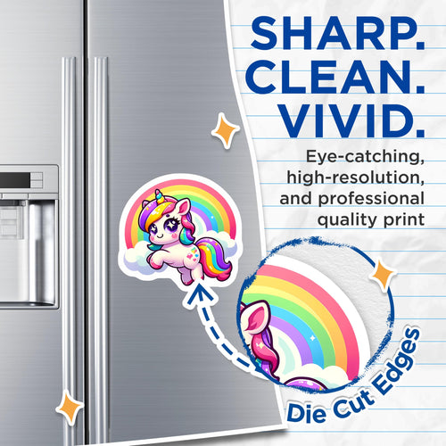 (2 Pack) Adorable Unicorn Magnets - Vibrant Rainbow Fantasy Creature - Whimsical Magical Animal Refrigerator Decor - 5 Inches On Longest Side - Thick Durable Magnet - Made in USA - MAG22690