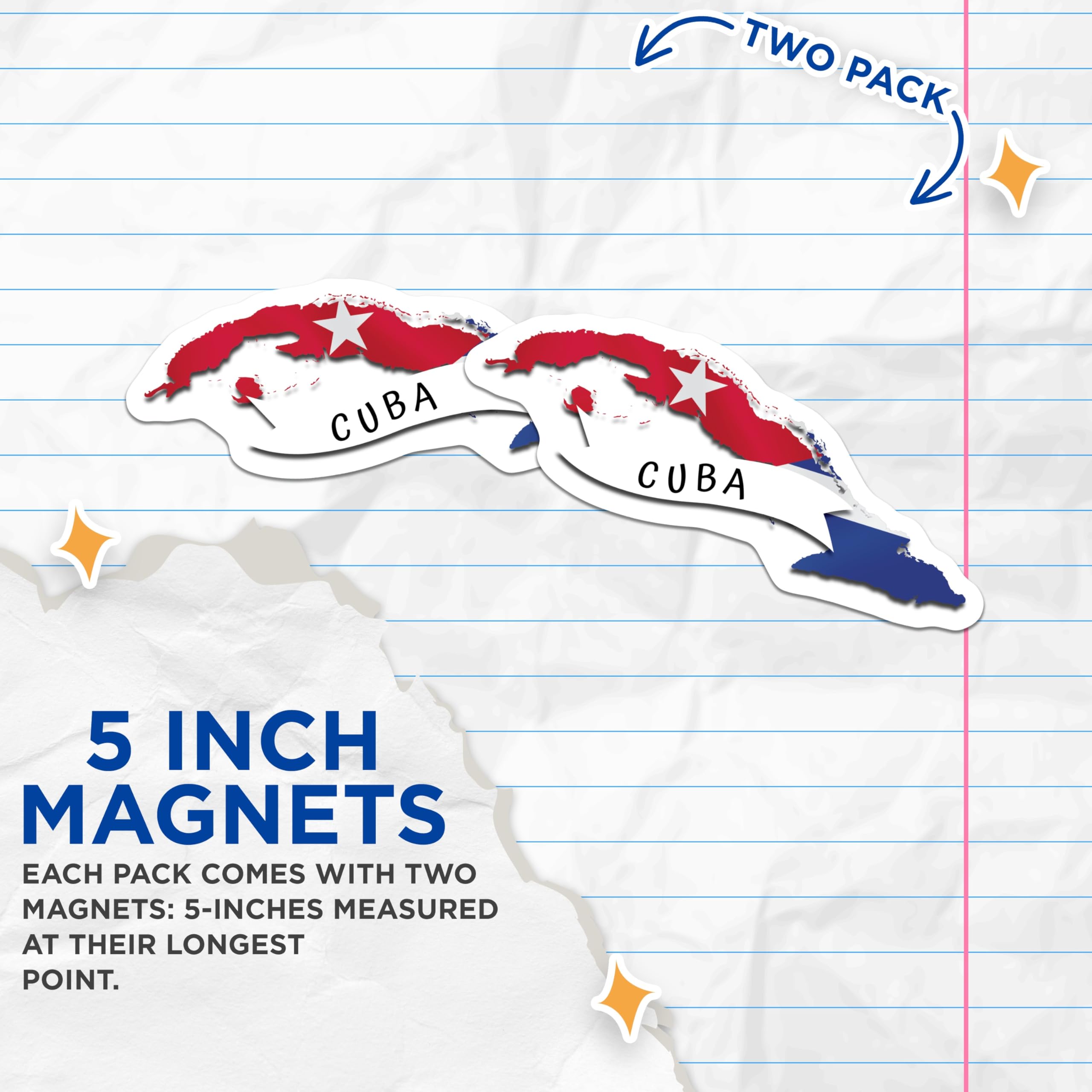 (2 Pack) Cuba Flag Magnets - Cuba Map Magnet - Cuban Pride Refrigerator Decor - 5" On Longest Side - Premium Magnet - for Cars, Refrigerators, Toolboxes, Lockers - Made in USA - MAG18536