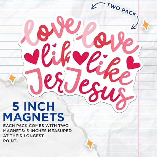 (2 Pack) Love Like Jesus Magnets - Inspirational Christian - Religious Quotes for Home - 5" On Longest Side - for Cars, Fridges, Toolboxes - Made in USA - MAG4132