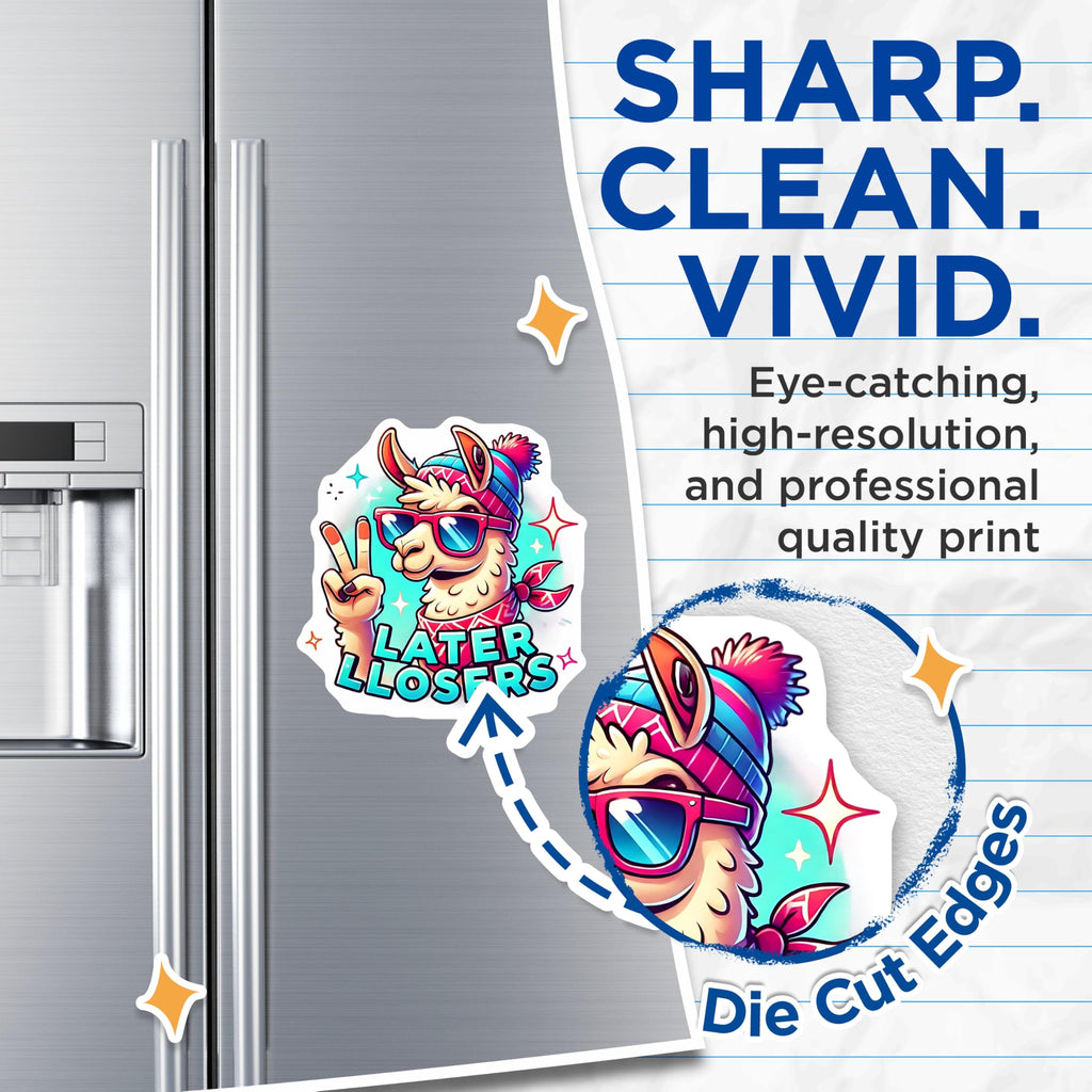 (2 Pack) Llama Magnets - Cool Alpaca - Fridge Magnets - 5" On Longest Side - Premium Magnet - for Cars, Refrigerators, Toolboxes, Lockers - Made in USA - MAG15126