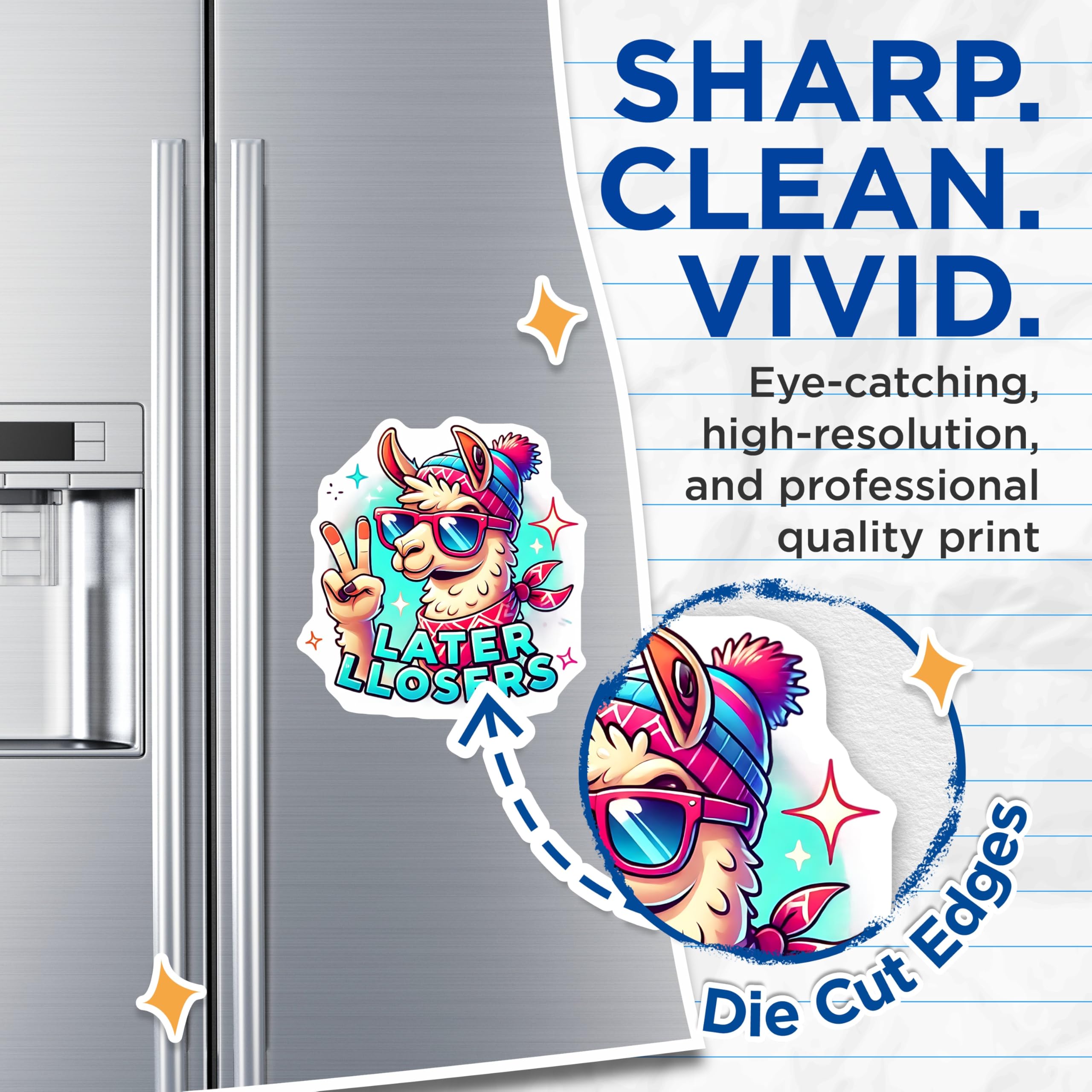 (2 Pack) Llama Magnets - Cool Alpaca - Fridge Magnets - 5" On Longest Side - Premium Magnet - for Cars, Refrigerators, Toolboxes, Lockers - Made in USA - MAG15126