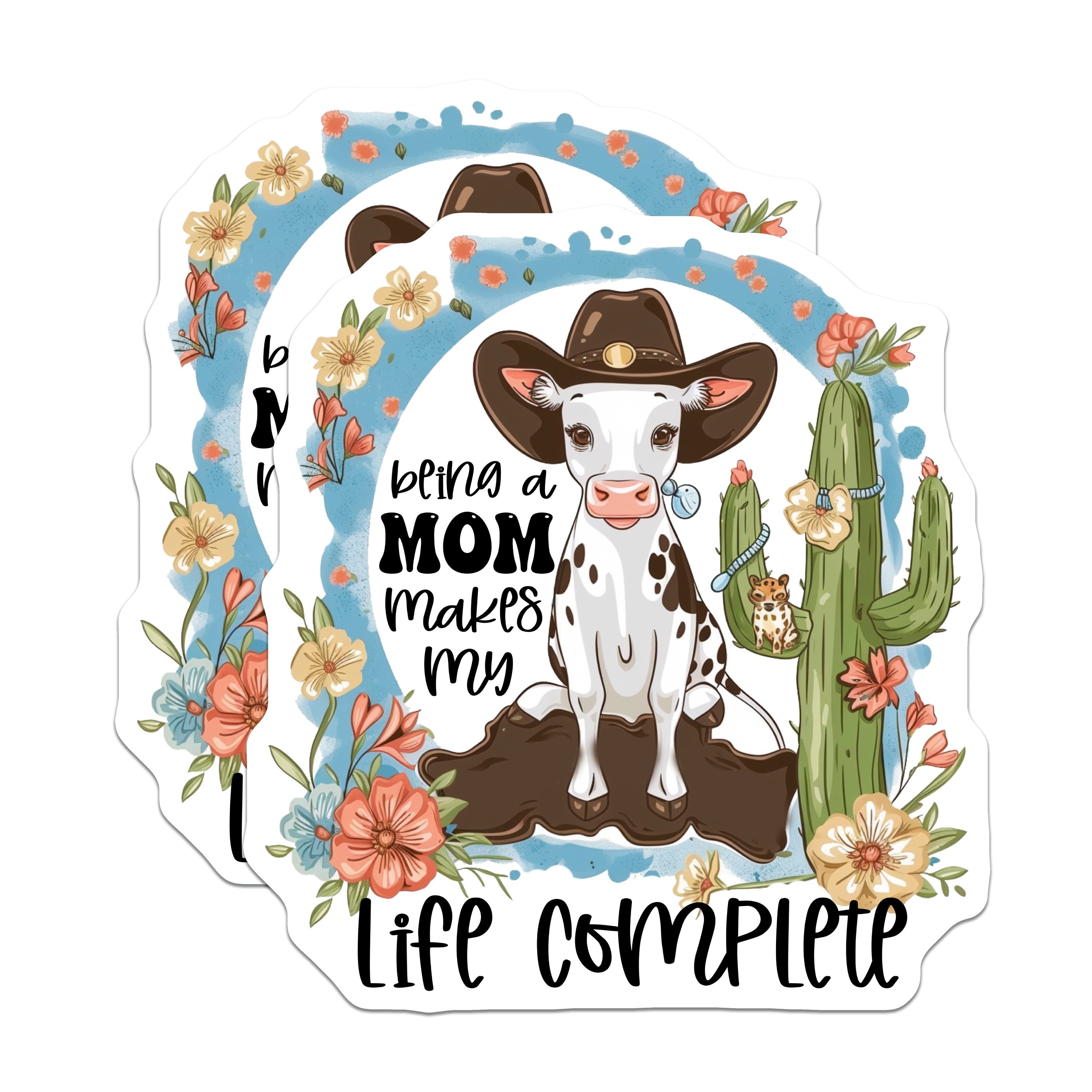 (2 Pack) Cow Mom Magnets - Farmhouse Kitchen Decor - Western Refrigerator Mama - Cute Cow Quote - Inspirational Mom - Mothers Day Style - 5" - Durable Magnet - Made in USA - MAG37150