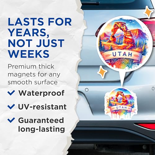 (2 Pack) Utah Scenic Magnets - Travel Souvenir - Nature Lover Decor - Vibrant Landscape Magnets - 5" On Longest Side - for Cars, Fridges, Toolboxes - Made in USA - MAG6931