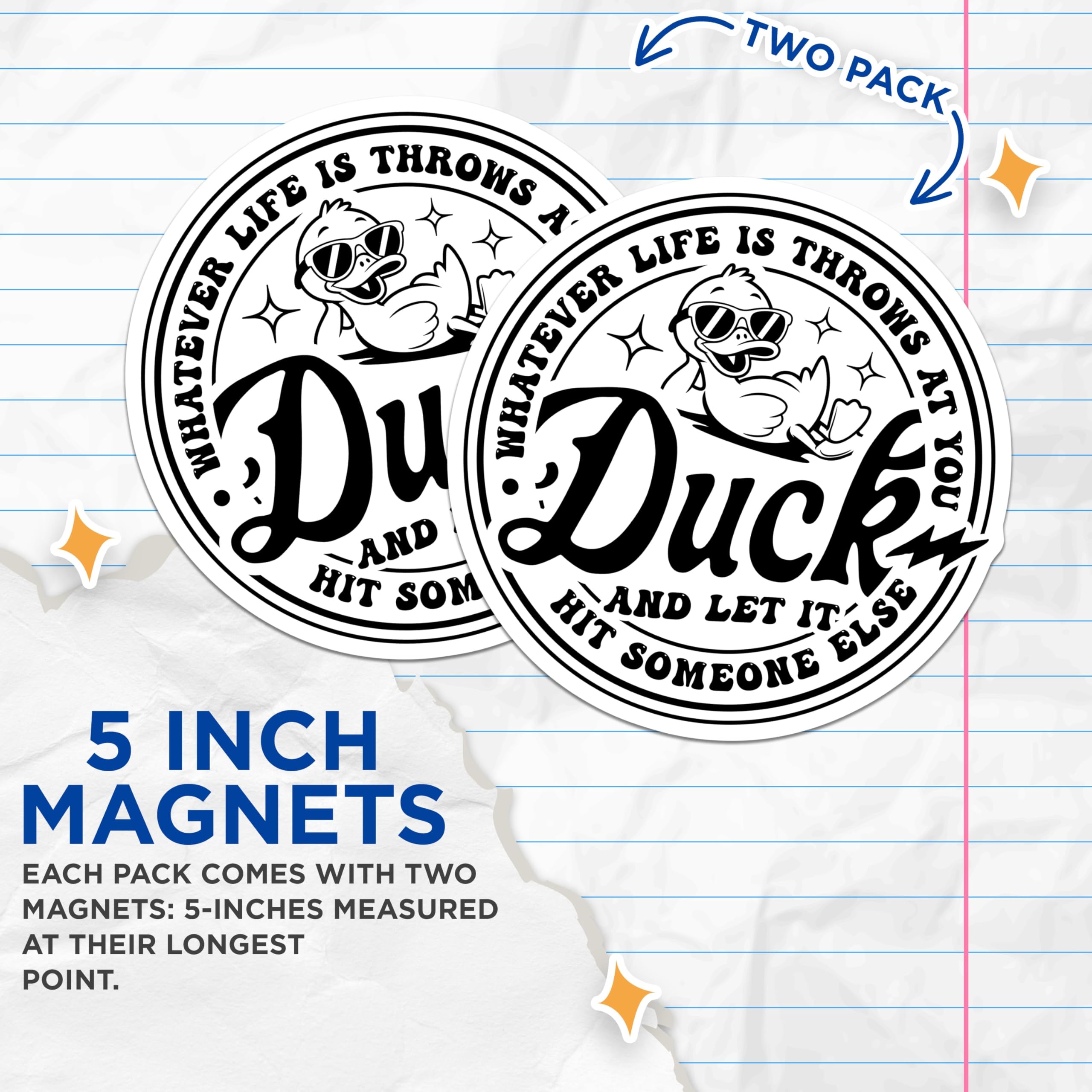 (2 Pack) Funny Duck Magnets - Sarcastic Quotes - Refrigerator Magnet Set - 5" On Longest Side - Premium Magnet - for Cars, Refrigerators, Toolboxes, Lockers - Made in USA - MAG16065