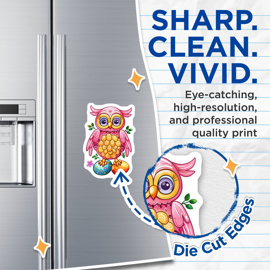 (2 Pack) Cute Easter Owl Magnets - Spring Animal Refrigerator Decor - Whimsical Nursery Locker Decor - 5 Inches On Longest Side - Thick Durable Magnet - Made in USA - MAG37531
