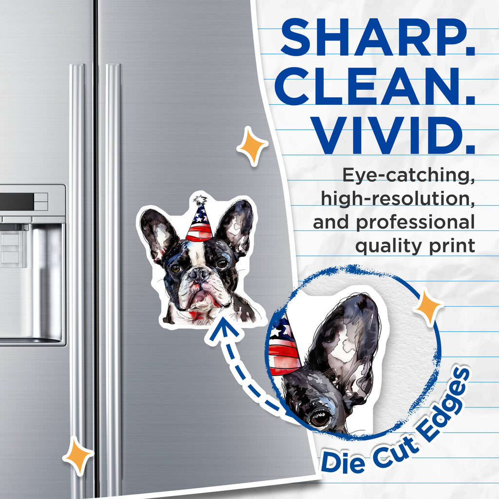 (2 Pack) Patriotic French Bulldog Magnets - Frenchie Dog Lover Decor - 4th of July Pet Accessories - 5 Inches On Longest Side - Thick Durable Magnet - Made in USA - MAG39339