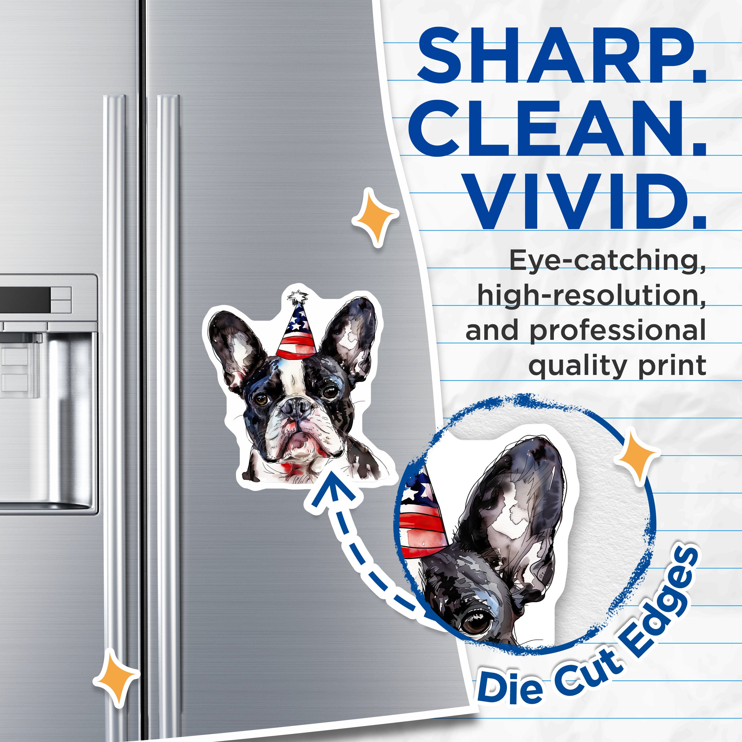 (2 Pack) Patriotic French Bulldog Magnets - Frenchie Dog Lover Decor - 4th of July Pet Accessories - 5 Inches On Longest Side - Thick Durable Magnet - Made in USA - MAG39339