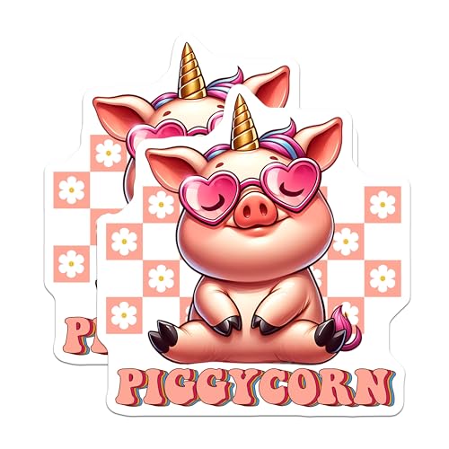 (2 Pack) Piggycorn Magnets - Cute Pig Unicorn - Funny Animal Decor for Fridge - Kids Room Accessories - 5" On Longest Side - for Cars, Fridges, Toolboxes - Made in USA - MAG7937