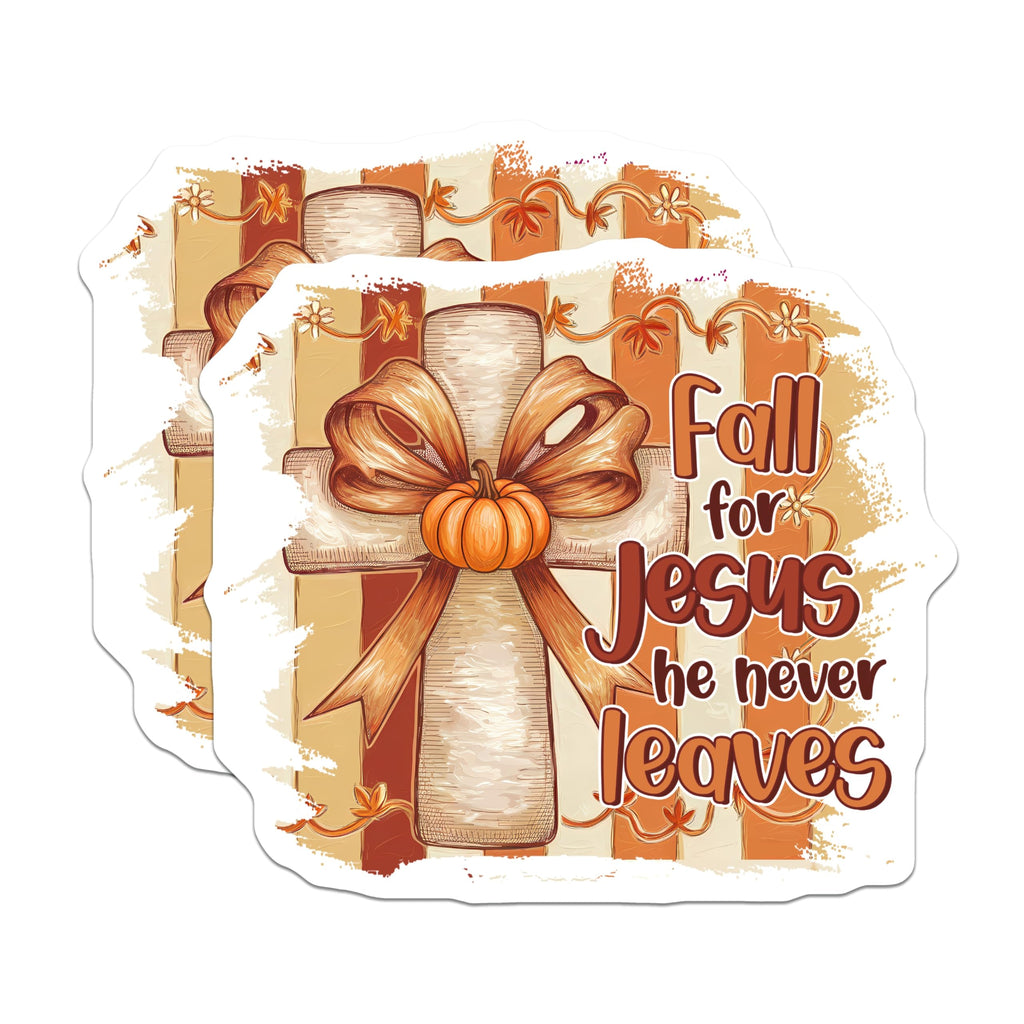 (2 Pack) Fall for Jesus Christian Magnets - Autumn Cross Decor - Inspirational Religious Fridge - 5 Inches On Longest Side - Thick Durable Magnet - Made in USA - MAG27855
