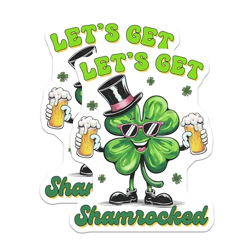 (2 Pack) St. Patrick's Day Shamrock Stickers - 5" On Longest Side - Sticks to Smooth Flat Surfaces - Made in USA - BMCS8410 - BMCS8410