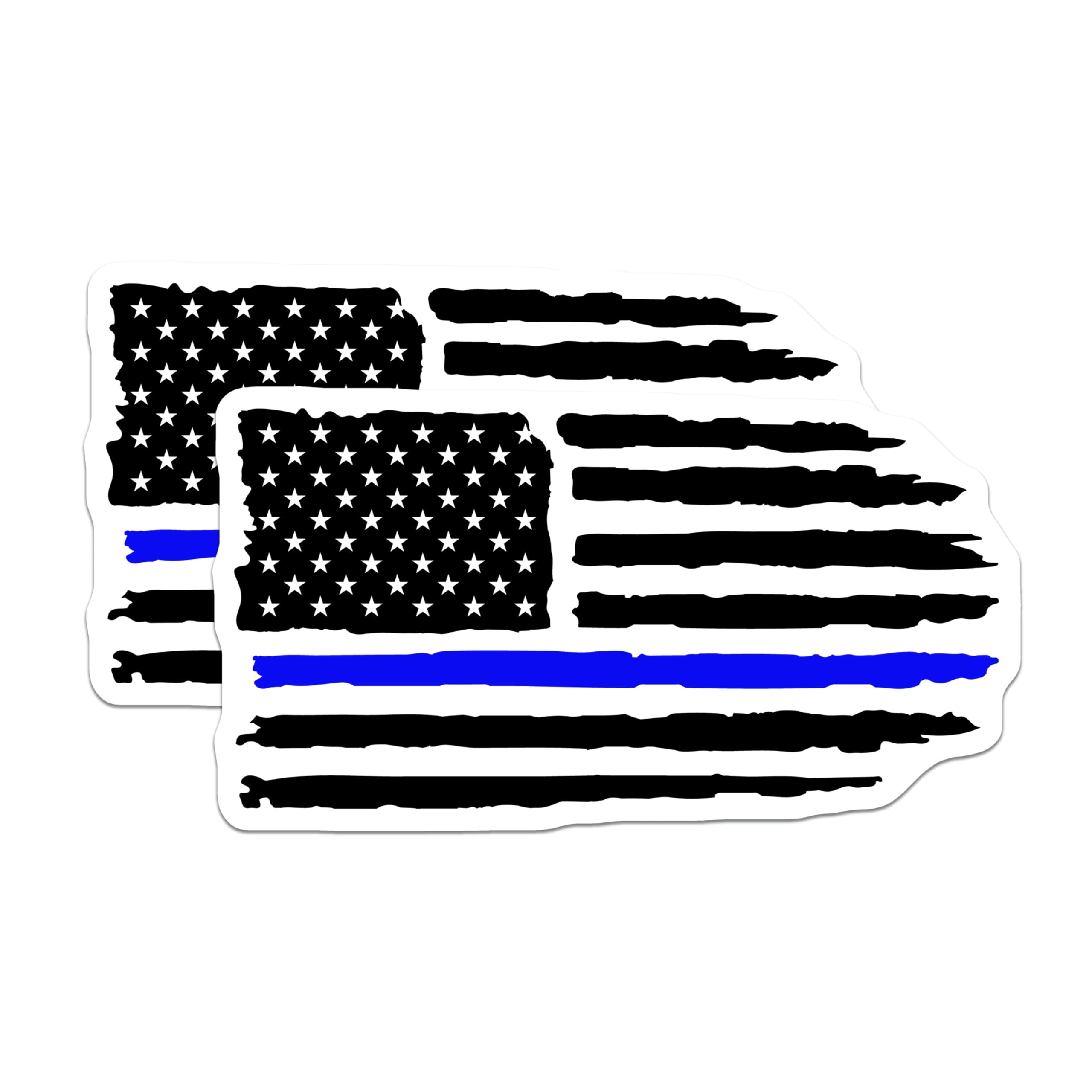 (2 Pack) Thin Blue Line Magnets - Distressed USA Flag Symbol - Police Law Enforcement Officer First Responder Support - 5 Inches On Longest Side - Thick Durable Magnet - Made in USA - MAG21316