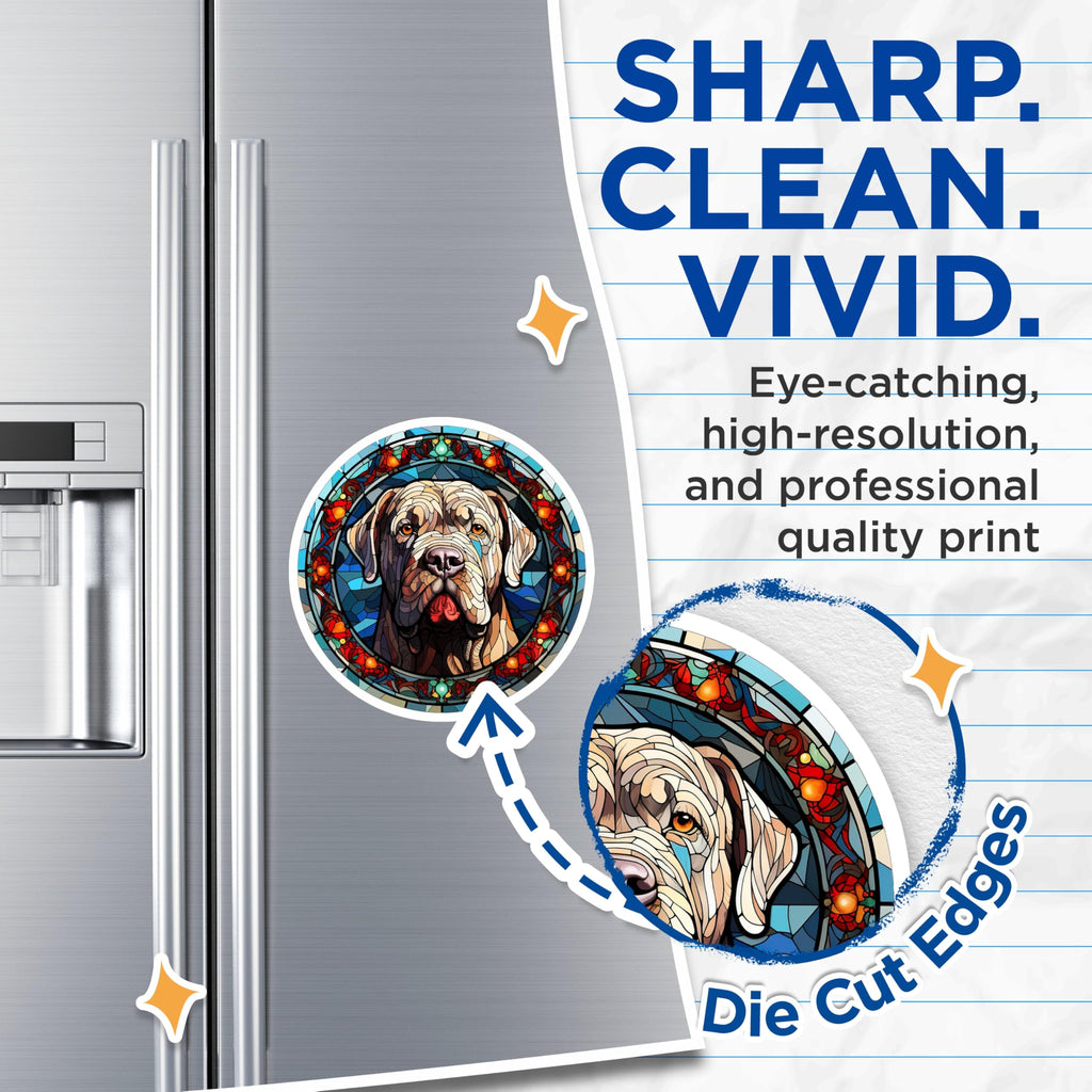(2 Pack) Stained Glass Dog Magnets - Mastiff Pet Portrait - Artistic Fridge Decor for Dog Owners - 5 Inches On Longest Side - Thick Durable Magnet - Made in USA - MAG30022