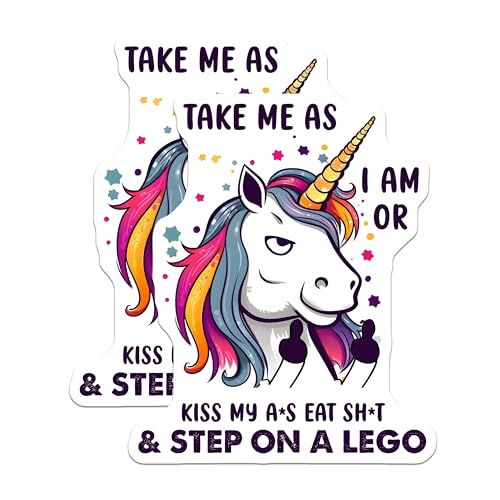 (2 Pack) Take Me As I Am Unicorn Magnets - Funny Unicorn Quote - Rainbow Unicorn Art - 5" On Longest Side - for Cars, Fridges, Toolboxes - Made in USA - MAG7798