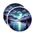 (2 Pack) Moon Lake Magnets - Starry Night Mountain Landscape - Cosmic Forest Refrigerator Decor - 5 Inches On Longest Side - Thick Durable Magnet - Made in USA - MAG19084