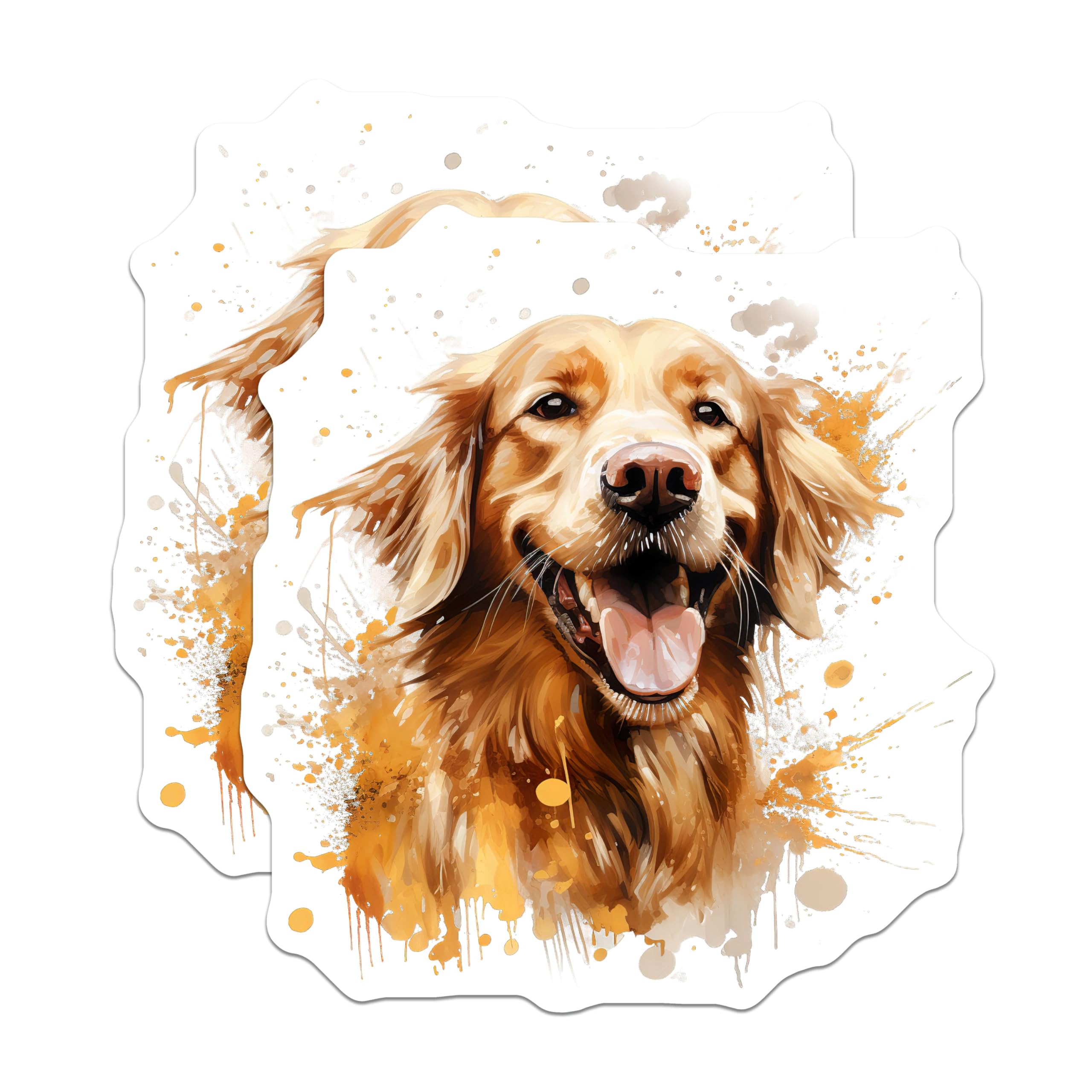 (2 Pack) Golden Retriever Magnets - Watercolor Dog Art - Pet Lover Decor Accents - 5 Inches On Longest Side - Thick Durable Magnet - Made in USA - MAG30155