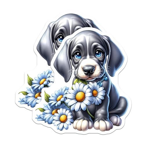 (2 Pack) Floral Dog Magnet - 5" On Longest Side - Sticks to Smooth Flat Surfaces - Made in USA - MAG9587