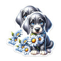 (2 Pack) Floral Dog Magnet - 5" On Longest Side - Sticks to Smooth Flat Surfaces - Made in USA - MAG9587