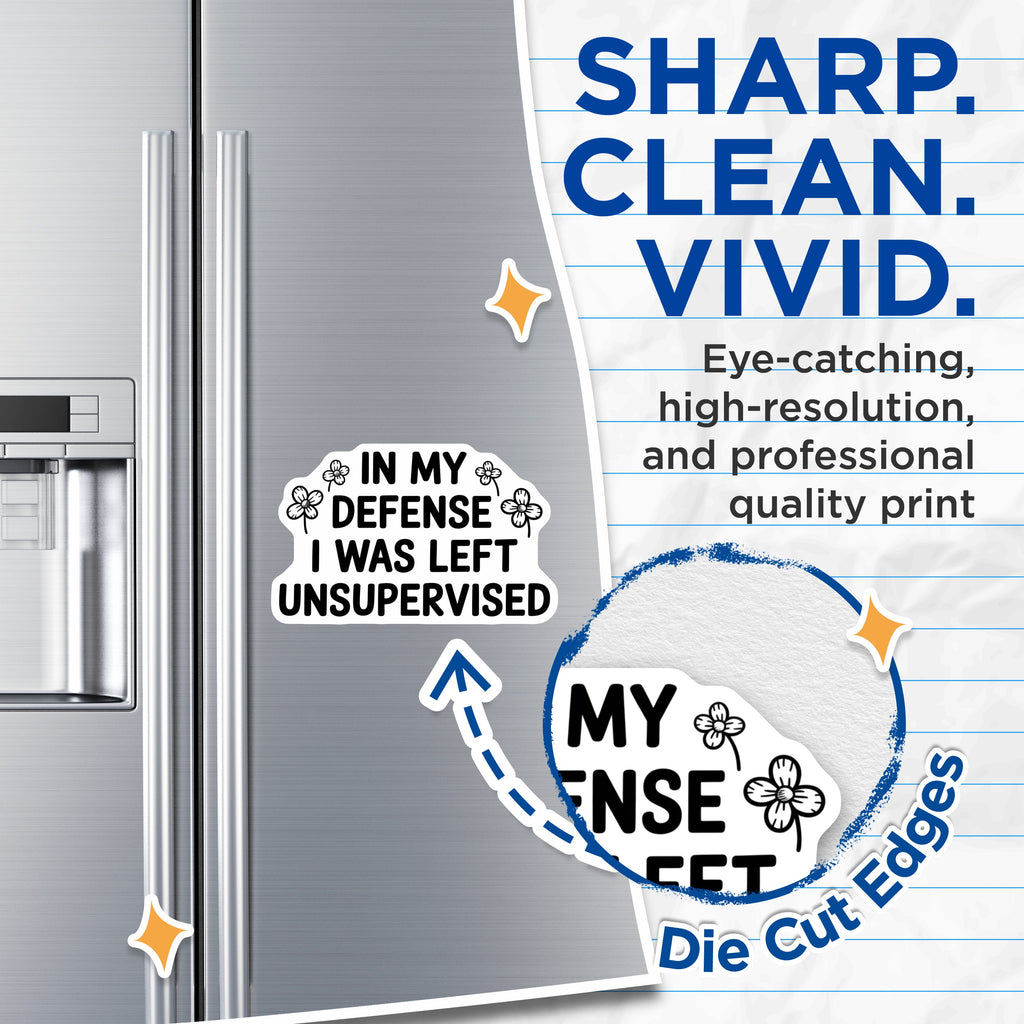(2 Pack) in My Defense Unsupervised Magnets - Funny Quote Fridge Magnet - Sarcastic Humor Locker Decor - Witty Statement - 5 Inches On Longest Side - Thick Durable Magnet - Made in USA - MAG39920