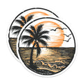 (2 Pack) Palm Tree Sunset Magnets - Coastal Beach Scene - Ocean Waves Tropical Decor - Vacation Memory Fridge Accessory - 5 Inches On Longest Side - Thick Durable Magnet - Made in USA - MAG38041