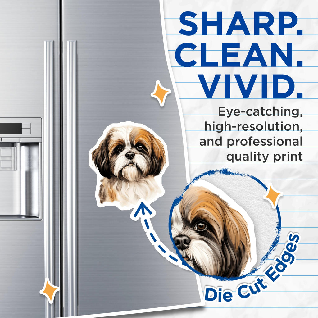 (2 Pack) Shih Tzu Dog Magnets - Cute Pet Lover Refrigerator Decor - Dog Mom Gifts - Animal Lover Art - 5 Inches On Longest Side - Thick Durable Magnet - Made in USA - MAG28893