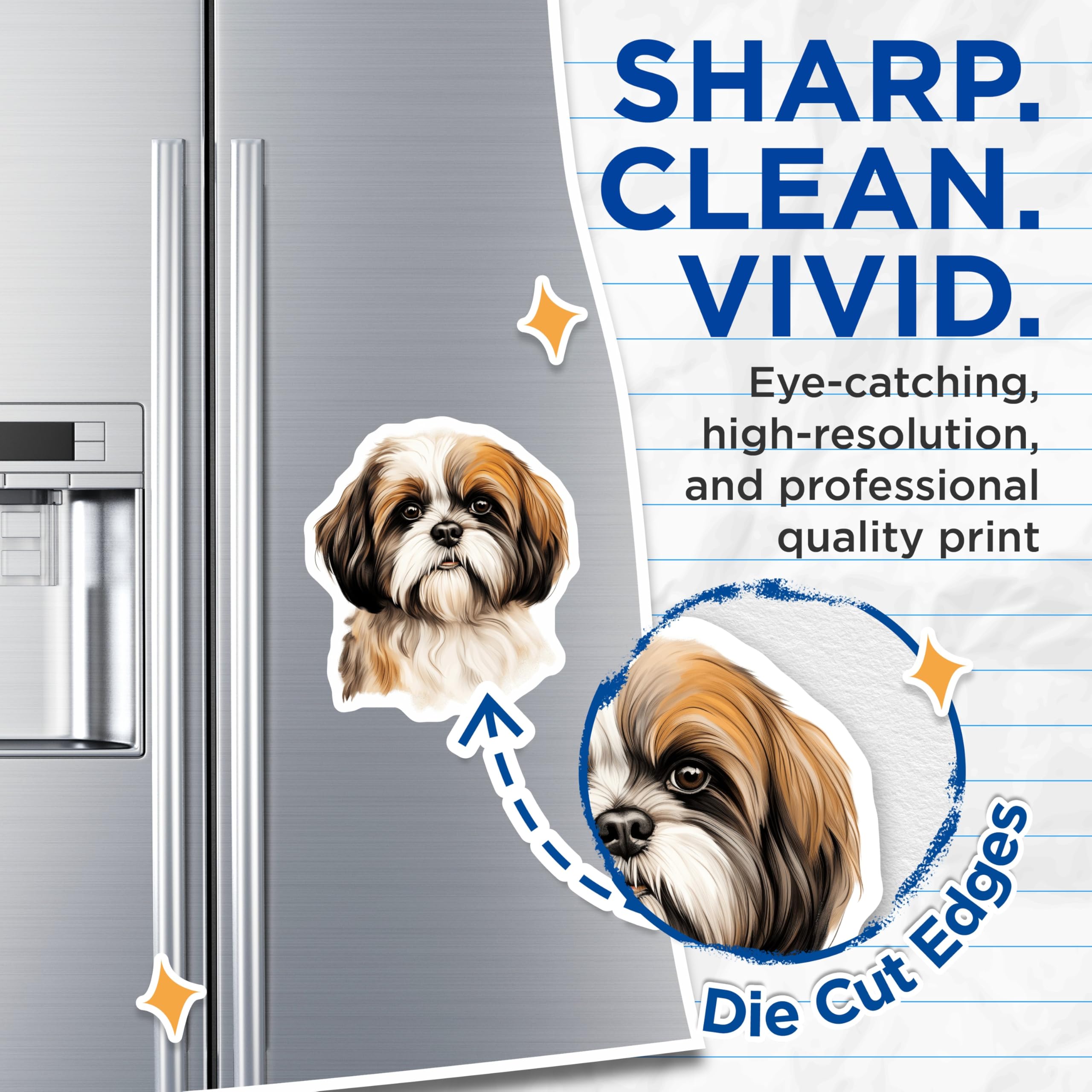 (2 Pack) Shih Tzu Dog Magnets - Cute Pet Lover Refrigerator Decor - Dog Mom Gifts - Animal Lover Art - 5 Inches On Longest Side - Thick Durable Magnet - Made in USA - MAG28893