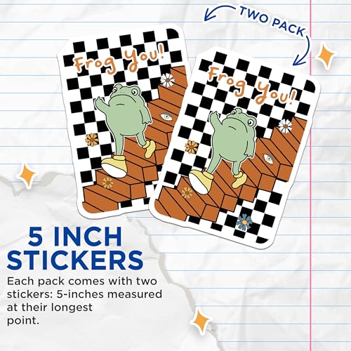 (2 Pack) Frog You Stickers - Animal Stickers - Funny Stickers - Cute Frog - Quirky Sticker Pack - 5" On Longest Side - Sticks to Smooth Flat Surfaces - Made in USA - BMCS7113